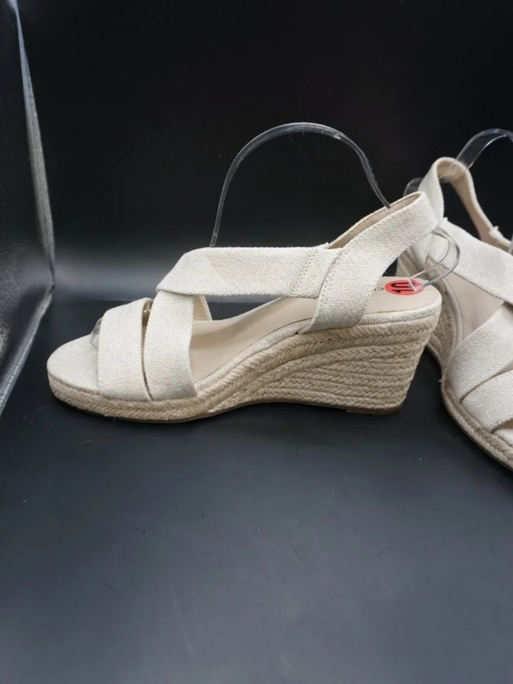 10 Lucky Brand Cliesa Women's Espadrille Wedge Sandals Natural Beige Canvas Jute
